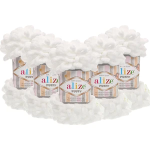 5 Adet Puffy El Örgü Ipi Battaniye Panduf Atkı Hırka Paspas 55 - Beyaz