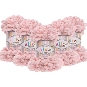 5 Adet Puffy El Örgü Ipi Battaniye Panduf Atkı Hırka Paspas 161 - Pudra