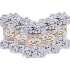 5 Adet Puffy El Örgü Ipi Battaniye Panduf Atkı Hırka Paspas 416 - Gri