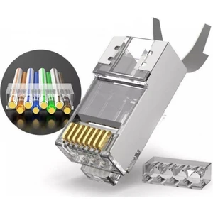 Speeduf Cat7 Metal Konnektör RJ45 Cat7 Jack + Kablo Ayraç   (1 Adet)