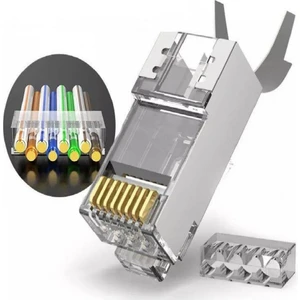 Speeduf Cat7 Metal Konnektör RJ45 Cat7 Jack + Kablo Ayraç   (100LÜ Paket)