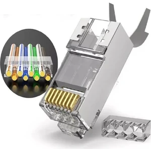 Speeduf Cat7 Metal Konnektör RJ45 Cat7 Jack + Kablo Ayraç   (30LUK Paket)