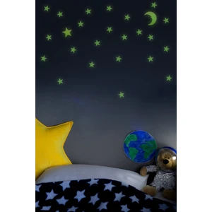 50 Adet Fosforlu Mini Yıldız, Büyük Yıldız ve Ay Yeşil Karanlıkta Parlar Duvar ve Tavan Çocuk Odası Süs Sticker