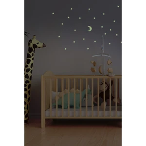 50 Adet Fosforlu Mini Yıldız ve Ay Karanlıkta Parlar Duvar ve Tavan Çocuk Odası Süs Sticker