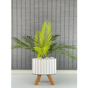 Yapay Çiçek Palmiye Ahşap Elips Saksılı Areka Yapay Bitki Salon Çiçeği 9 Dallı 65CM