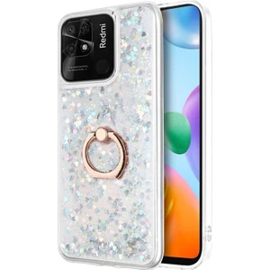 Xiaomi Redmi 10C Kılıf Glitter Liquid Holder Gümüş