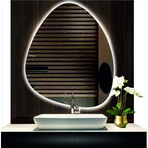 70 cm Çapında LED Işıklı Asimetrik Banyo Aynası Dekoratif Makyaj Aynası Ledli Dikey