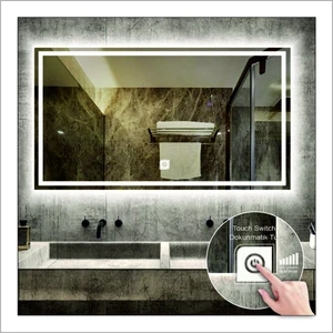 60X80 cm Beyaz Ledli Tasarım Kumlamalı Dokunmatik Tuşlu Banyo Aynası Makyaj Aynası Işıklı Ayna