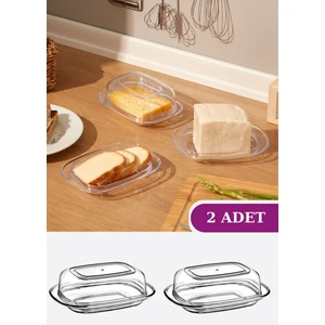 Kapaklı Mika Kahvaltılık, Peynir Tereyağ Saklama ve Sunum Kabı 2’li Set