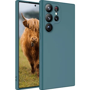 Samsung Galaxy S23 Ultra Kılıf Mara Lansman Silikon Mat Soft Içi Süet Koyu Yeşil