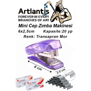 Mini Cep Zımba Makinesi 24/6 Mavi Std S3T 1 Adet Noki 24/6 Zımba Teli 2 Paket Öğrenci Okul Büro