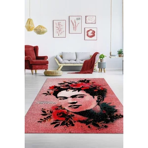 Frida'nın Çiçekleri Dokuma Tabanlı Yıkanabilir Kaymaz Sanat Sever Halısı