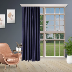Lacivert Black Out Karartma Projeksiyon Yatak Odası 1-2 Seyrek Pile Tek Kanat Perde