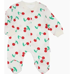 Kiraz Baskılı Manşetli Bebek Tulumu