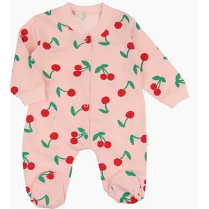 Kiraz Baskılı Manşetli Bebek Tulumu