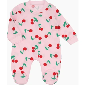 Kiraz Baskılı Manşetli Bebek Tulumu