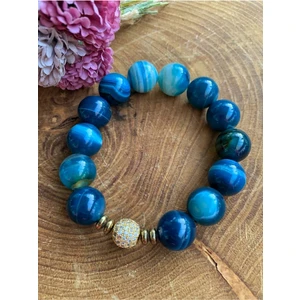Sertifikalı   Mavi Akik Bileklik