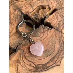 Sertifikalı   Pembe Kuvars Anahtarlık