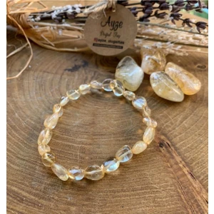 Sertifikalı   Kırık Taş Sitrin Bileklik