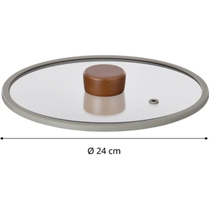 Fika 24CM Düz Silikon Çerçeveli Cam Kapak Gri