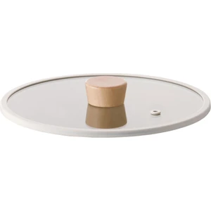Fika 24CM Düz Silikon Çerçeveli Cam Kapak Bej