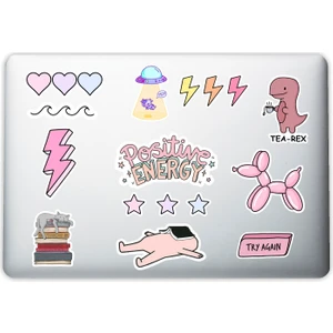 Pink Dekoratif Laptop Notebook Tablet Telefon Sticker Set 04