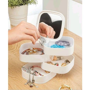 Ahir Ticaret Takı Organizeri - 4 Katlı Aynalı Kare 360 Derece Dönebilen Takı Organizer Kutusu