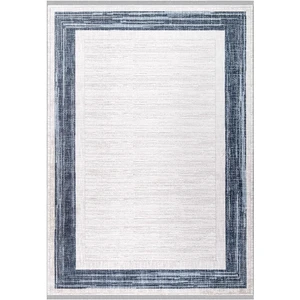 Ipek Mekik Halı Anisa Mavi Ekru Modern Saçaklı Halı