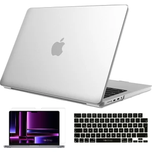 Novstrap Apple MacBook Pro 2023 M2 16 Inc A2780 Uyumlu Mat Kılıf + Siyah Klavye Kılıfı + Film