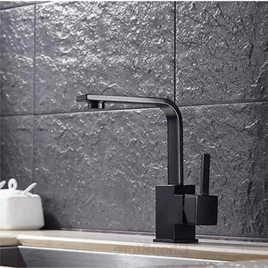 Siyah Kare T-Mix Lavabo Bataryası