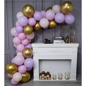60 Adet Mor Balonlar Açık Pembe Balonlar