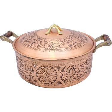 Copperdone El Işlemeli Ahşap Kulplu Anatolia Bakır Tencere Fiyatı