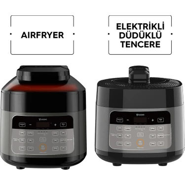 Yasomi Y85 Multi Cooker 2 Si 1 Arada Airfryer Fritöz ve Elektrikli Düdüklü Tencere (Yasomi Türkiye