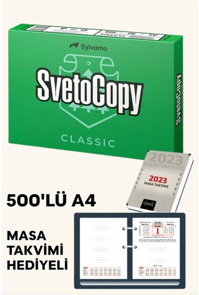 Svetocopy Fotokopi Kağıdı 500'LÜ Paket Masa Takvimi Hediyeli