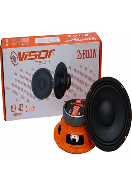 Vısor Oto Hoparlör 16 CM Midrange 6 Inch 2X800W 2X400 Rms Amfi Uyumlu 2 Adet 16Cm Araba Hoparlörü