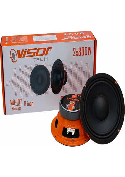 Vısor Oto Hoparlör 16 CM Midrange 6 Inch 2X800W  2X400 Rms Amfi Uyumlu  2 Adet 16Cm Araba Hoparlörü