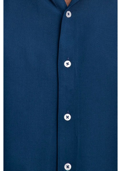 Slim Fit Dar Kesim Uzun Kol Dökümlü Viskon Şık Erkek Gömlek - Tudors10