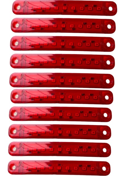 9 Ledli Parmak LED 10 Adet Kırmızı