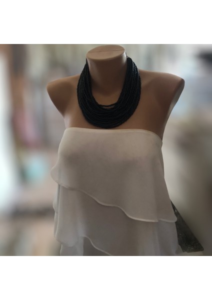 El Yapımı Siyah Choker Kolye