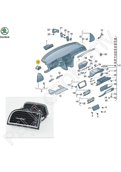 Pelit Otomotiv Skoda Superb 2008-2015 Sol Ön Havalandırma 3T0819701