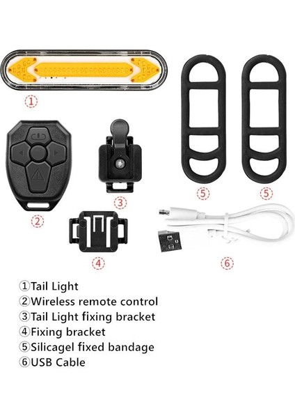 Bisiklet Arka Işık USB Şarjlı LED Sağ-Sol Sinyalli Xbyc 6130