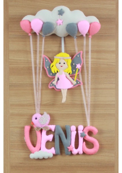Venüs Isimli Pembe Gri Peri Kız Bebek Odası Kapı Süsü fiyatları