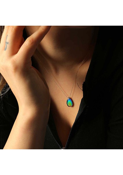 Kadın 9 Renk Olan 14 Ayar Altın Damla His Taşı Kolye fiyatları