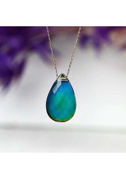 Kadın 9 Renk Olan 14 Ayar Altın Damla His Taşı Kolye fırsatları