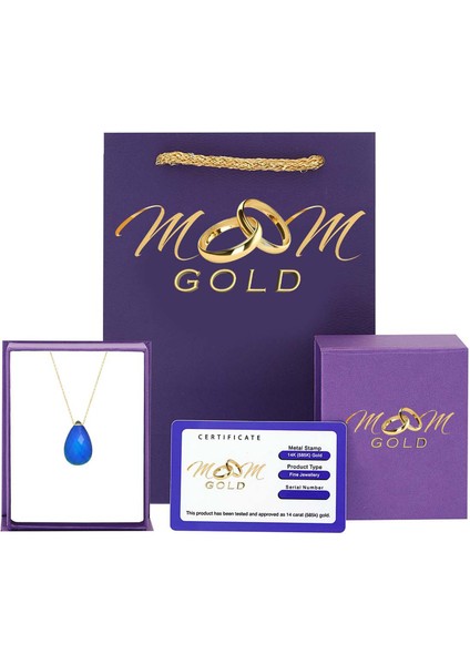 Kadın 9 Renk Olan 14 Ayar Altın Damla His Taşı Kolye