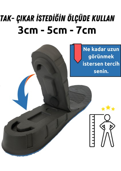 Magic Foot +7 cm Boy Uzatıcı Tabanlık Geliştirilmiş Özel Üretim Gizli Topuk Yükseltici