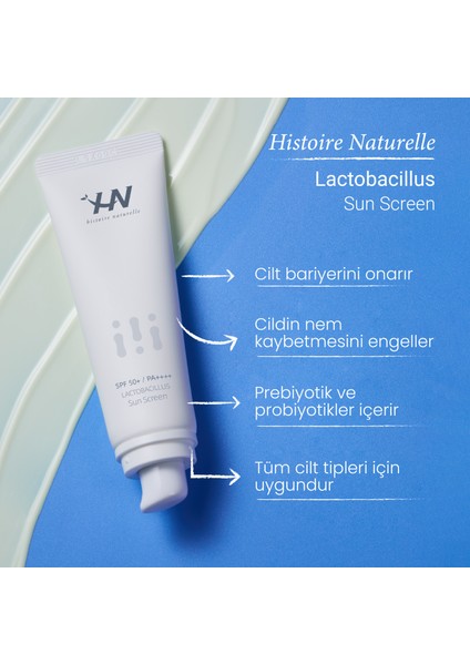 Hn Lactobacillus Sunscreen, Onarıcı Güneş Kremi, Prebiyotik ve Probiyotikler İçeren Güneş Koruyucu Krem