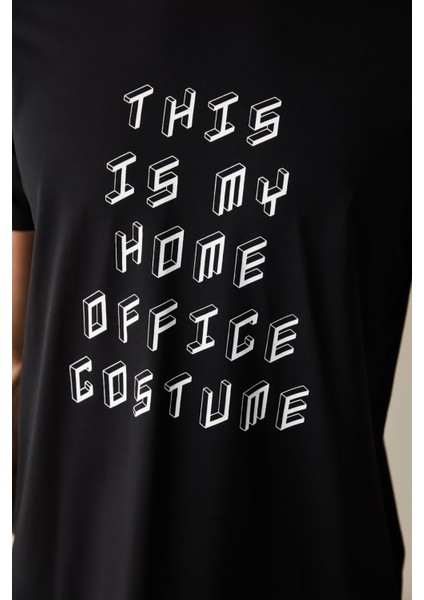 This Is My Home Office Costume Slogan Baskılı Şortlu Pijama Takımı