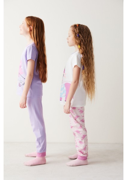 Kız Çocuk Örgü Desenli 2li Pijama Takımı