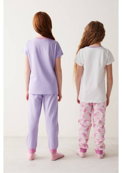 Kız Çocuk Örgü Desenli 2li Pijama Takımı